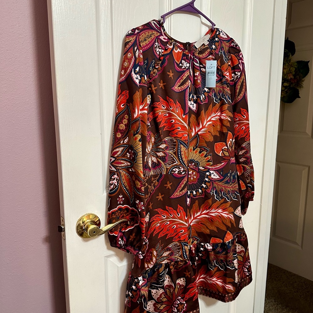 Loft NWT Size 12 Petite Gorgeous Long Sleeve Paisley Women's Dress - Picture 2 of 5